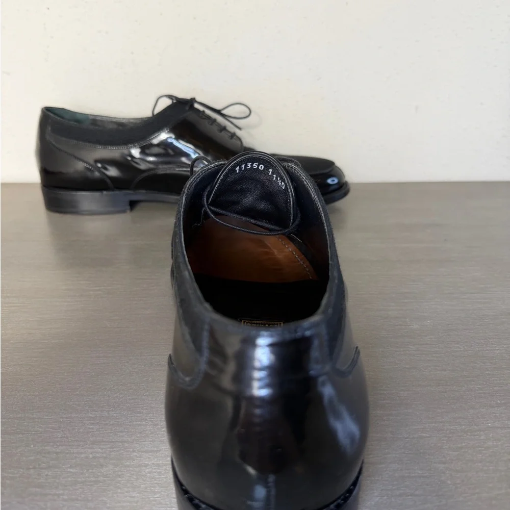 Vintage 80s Cole Haan Made in Italy Black Patent Leather Dress Shoes Size 11.5 D